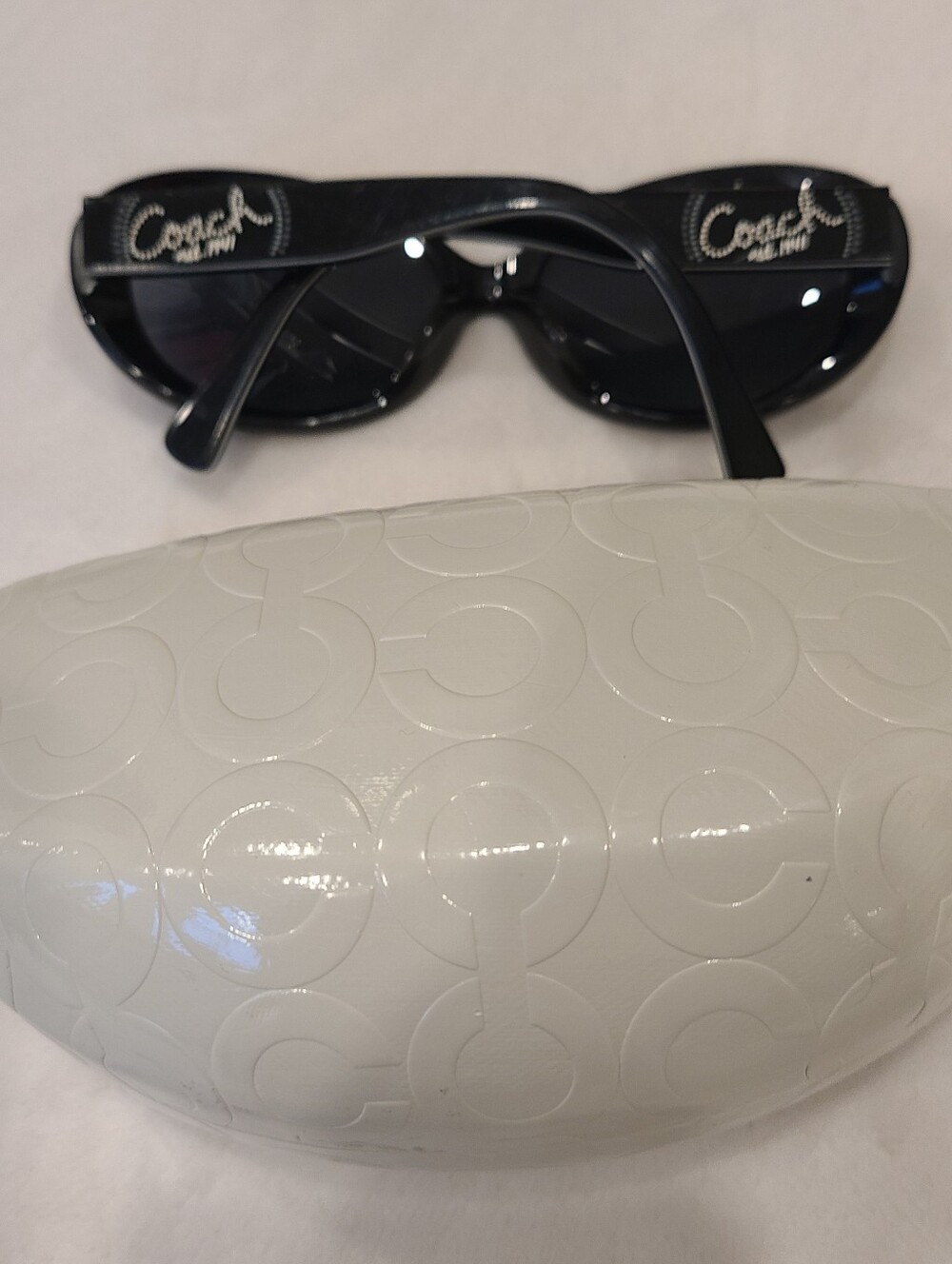Coach Black Sunglasses with White Embossed Case